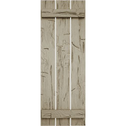 Ekena Millwork - CUSTOM-SHUSB - Timberthane Faux Wood Spaced Board-n-Batten Shutters, Primed Tan, Sold As Pair