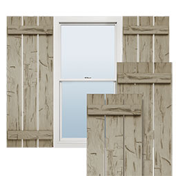 Ekena Millwork - CUSTOM-SHUSB - Timberthane Faux Wood Spaced Board-n-Batten Shutters, Primed Tan, Sold As Pair