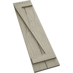 Ekena Millwork - SHUBJZ - Timberthane Faux Wood Shutters w/ Z-Board, Primed Tan, Sold As Pair
