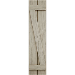 Ekena Millwork - SHUBJZ - Timberthane Faux Wood Shutters w/ Z-Board, Primed Tan, Sold As Pair