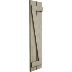 Ekena Millwork - SHUBJZ - Timberthane Faux Wood Shutters w/ Z-Board, Primed Tan, Sold As Pair