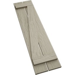 Ekena Millwork - SHUBSZ - Timberthane Faux Wood Spaced Board-n-Batten Shutters w/ Z-Board, Primed Tan, Sold As Pair