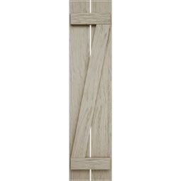 Ekena Millwork - SHUBSZ - Timberthane Faux Wood Spaced Board-n-Batten Shutters w/ Z-Board, Primed Tan, Sold As Pair