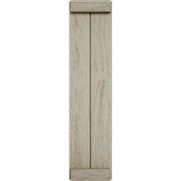 Ekena Millwork - SHUBJE - Timberthane Faux Wood Joined Board-n-Batten Shutters (End Batten), Primed Tan, Sold As Pair