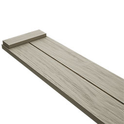 Ekena Millwork - SHUBJE - Timberthane Faux Wood Joined Board-n-Batten Shutters (End Batten), Primed Tan, Sold As Pair