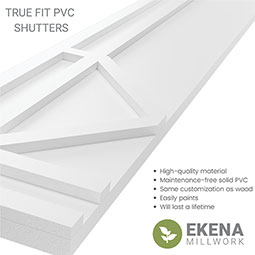 Ekena Millwork - CUSTOM-TFPBG - True Fit PVC Bungalow Fixed Mount Shutters (Per Pair)