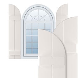 Ekena Millwork - TFP101BA - True Fit PVC, Two Board Arch Top Joined Board-n-Batten Shutters, Unfinished (Per Pair - Hardware Not Included)
