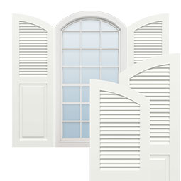 Ekena Millwork - CUSTOM-TFPCE - True Fit PVC Elliptical Top Combination Louver/Panel Shutters (Per Pair)