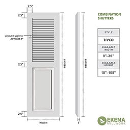 Ekena Millwork - CUSTOM-TFPCO - True Fit PVC Combination Louver/Panel Shutters (Per Pair)