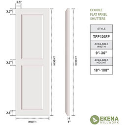 Ekena Millwork - CUSTOM-TFPFE - True Fit PVC Elliptical Top Flat Panel Shutters (Per Pair)