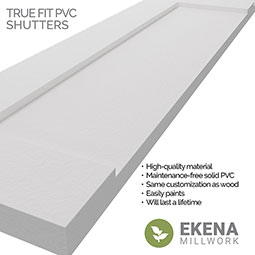 Ekena Millwork - CUSTOM-TFPFE - True Fit PVC Elliptical Top Flat Panel Shutters (Per Pair)