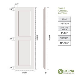 Ekena Millwork - TFP101FP - True Fit PVC Two Equal Flat Panel Shutters (Per Pair - Hardware Not Included)