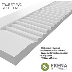 Ekena Millwork - CUSTOM-TFPLE - True Fit PVC Elliptical Top Louver Shutters (Per Pair)