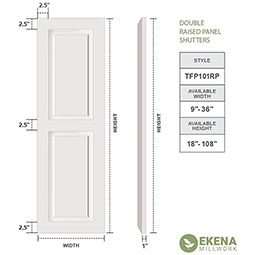 Ekena Millwork - CUSTOM-TFPRA - True Fit PVC Arch Top Raised Panel Shutters (Per Pair)