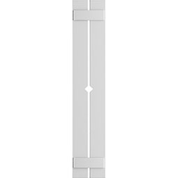 Ekena Millwork - TFP101SD - True Fit PVC, Two Board Spaced Board-n-Batten Shutters w/Diamond Cutout, Unfinished (Per Pair - Hardware Not Included)