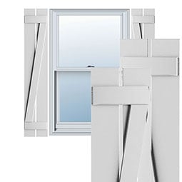 Ekena Millwork - TFP102SB - True Fit PVC, Two Board Spaced Board-n-Batten Shutters w/Z-Bar, Unfinished (Per Pair - Hardware Not Included)