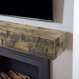 Ekena Millwork - MANURD - Heritage Timber Reclaimed Axed Cut Faux Wood Fireplace Mantel