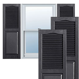Alpha Systems LLC - PV-PVC - Premium Custom Vinyl Combination Louver/Panel Window Shutters, w/Shutter Spikes & Screws (Per Pair)
