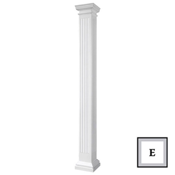 CW Ohio Inc. - ESENFSA - Endura-Stone™ Pro Series Fluted Column, Square Shaft (FRP) Non-Tapered, Smooth Finish - Ready to be Painted