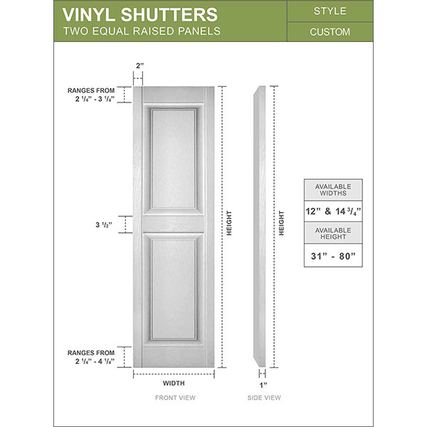 Mid-America - 0002 - Standard Size Williamsburg Double Panel Shutters, w/Installation Shutter-Lok's & Matching Screws (Per Pair)