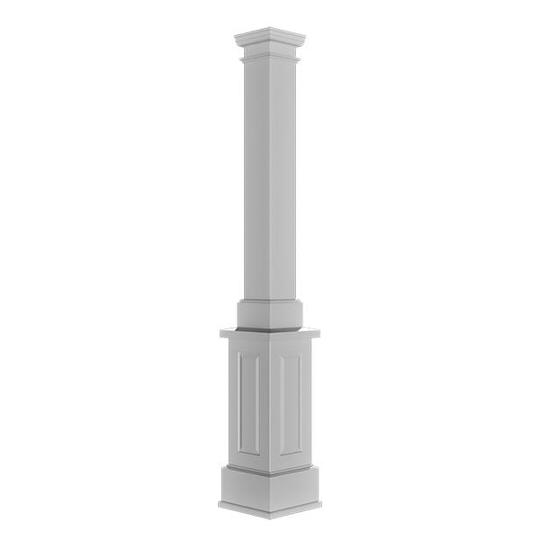 CW Ohio Inc. - Endura-Stone™ Pro Series Column w/ Pedestal Base, Square Shaft (FRP) Non-Tapered, Smooth Finish - Ready to be Painted