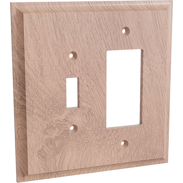 Brown Wood Products - BW01450013-1 - 5 1/2"W x 3/8"D x 5 3/4"H Levington Toggle and Rocker Wall Switch Plate
