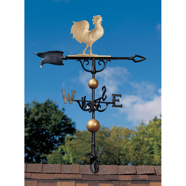Whitehall Products LLC - WH00432 - 12 1/2"L x 12"H 46" Rooster Traditional Directions Weathervane, Gold-Bronze