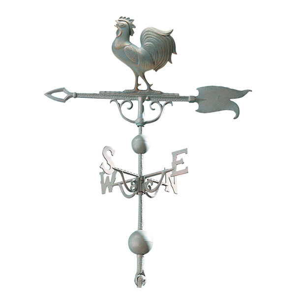 Whitehall Products LLC - WH45112 - 12 1/2"L x 12"H 46" Rooster Traditional Directions Weathervane, Verdigris