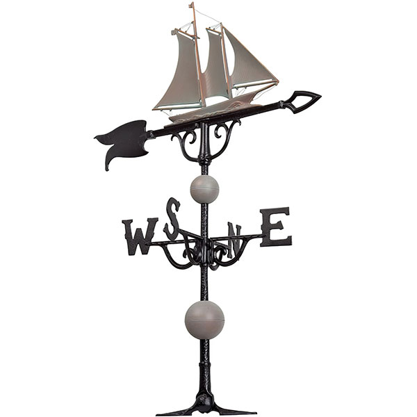Whitehall Products LLC - WH45116 - 18 1/4"L x 13 3/4"H 46" Yacht Traditional Directions Weathervane, Verdigris
