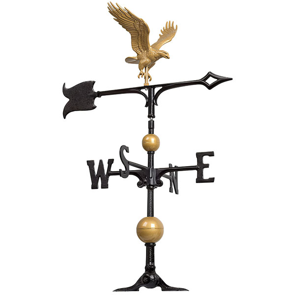 Whitehall Products LLC - WH03214 - 11 1/2"L x 9"H 30" Full-Bodied Eagle Weathervane, Gold-Bronze