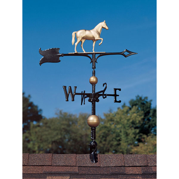 Whitehall Products LLC - WH03227 - 9 3/4"L x 8"H 30" Full-Bodied Horse Weathervane, Gold-Bronze