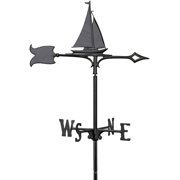 Whitehall Products LLC - WH65368 - 8"L x 10"H 30" Sailboat Traditional Directions Weathervane, Garden Black