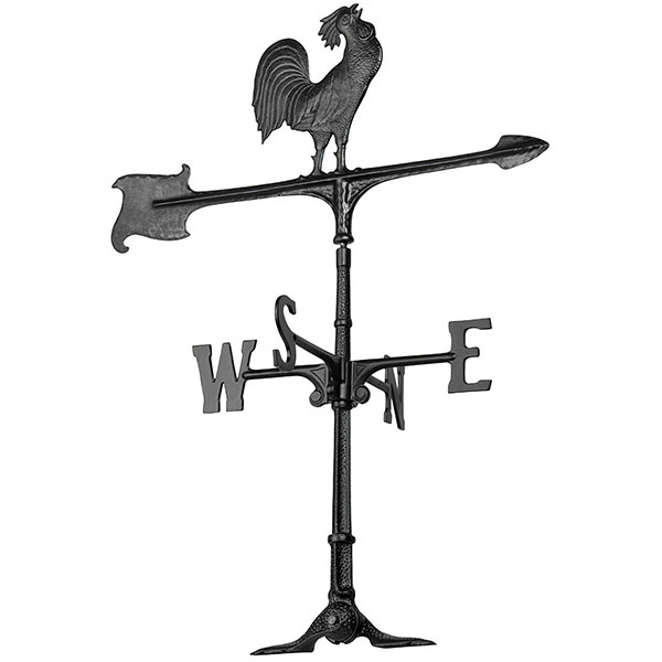 Whitehall Products LLC - WH00071 - 7"L x 8 1/2"H 30" Rooster Accent Directions Weathervane, Black