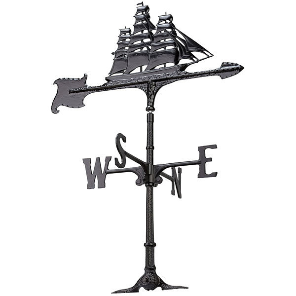 Whitehall Products LLC - WH00080 - 13"L x 8 1/2"H 30" Clipper Accent Directions Weathervane, Black