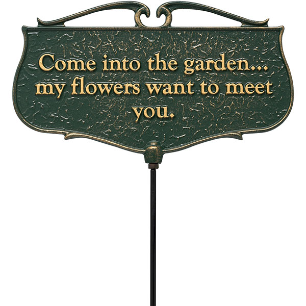 Whitehall Products LLC - WH10043 - 12"W x 7"H plus 17"stake "Come into the Garden...", Garden Poem Sign