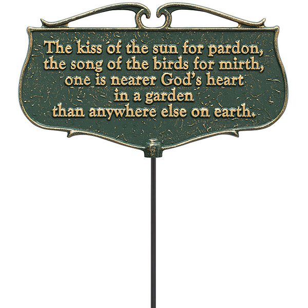 Whitehall Products LLC - WH10046 - 12"W x 7"H plus 17"stake "The Kiss of the Sun...", Garden Poem Sign