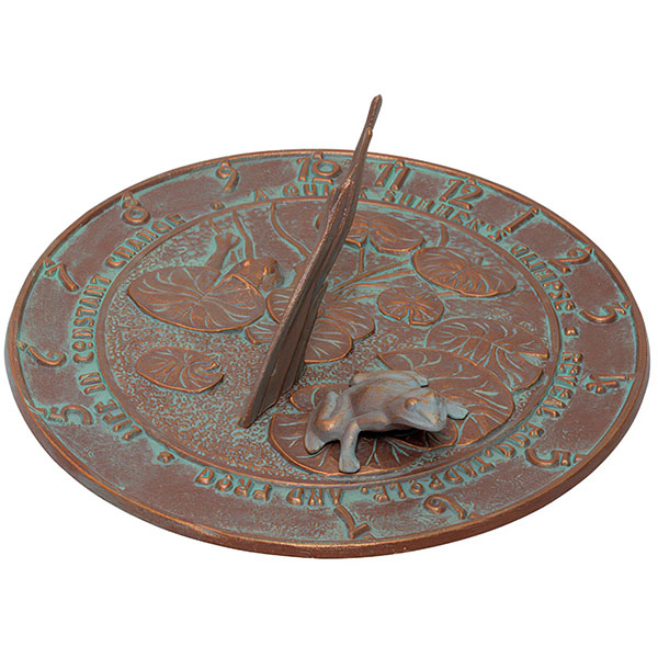 Whitehall Products LLC - WH00493 - 12" Diameter Frog Large Sundial, Copper Verdi