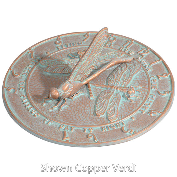 Whitehall Products LLC - WH00490 - 12" Diameter Dragonfly Large Sundial, Oil Rub Bronze