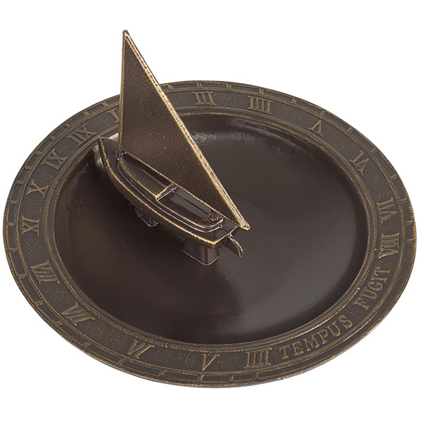 Whitehall Products LLC - WH01259 - 12 1/2" Diameter Sailboat Sundial Birdbath, French Bronze