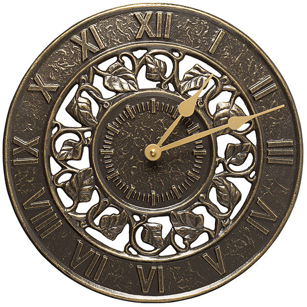 Whitehall Products LLC - WH01834 - 12" Diameter Ivy Silhouette Clock, French Bronze
