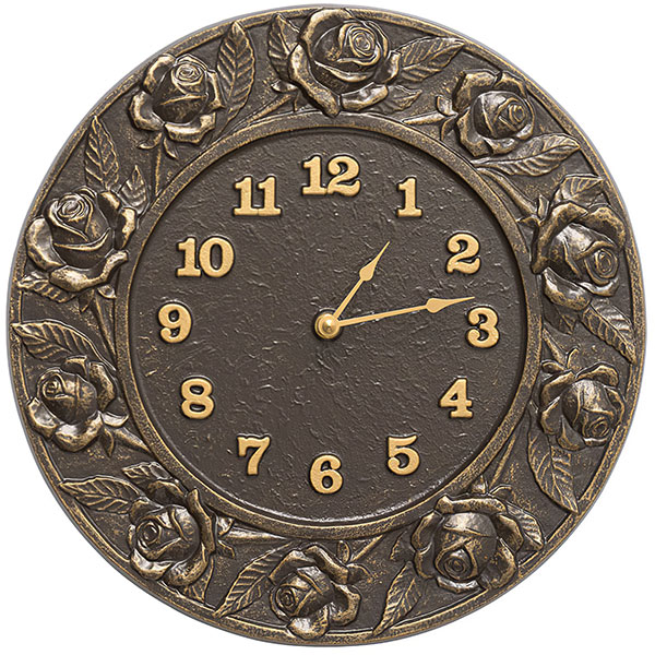 Whitehall Products LLC - WH01923 - 12" Diameter Rose Clock, French Bronze