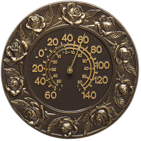 Whitehall Products LLC - WH01924 - 12" Diameter Rose Thermometer, French Bronze