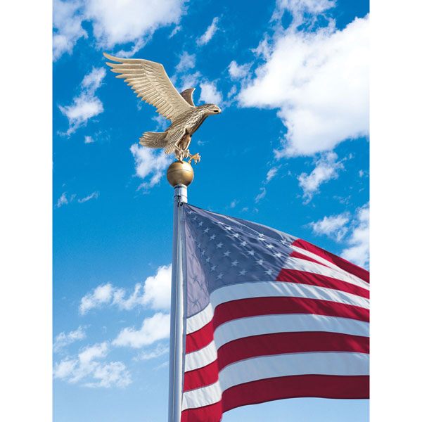 Whitehall Products LLC - WH00807 - 15"W x 19"H Large Flagpole Eagle, Gold Bronze