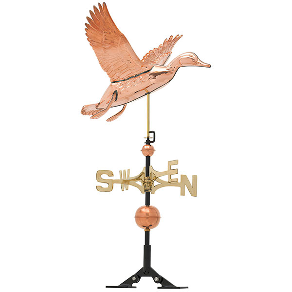 Whitehall Products LLC - WH45037 - 24"L x 25"W x 37"H Copper Duck Classic Directions Weathervane, Polished