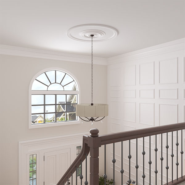 Ekena Millwork - CR47DT_P - 47"OD x 40 1/2"ID x 3 1/4"W x 1 1/8"P Dentil and Bead Ceiling Ring