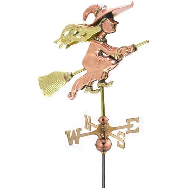 Good Directions - GD8849P - 16"L x 11"W x 27"H Witch Weathervane, Polished Copper