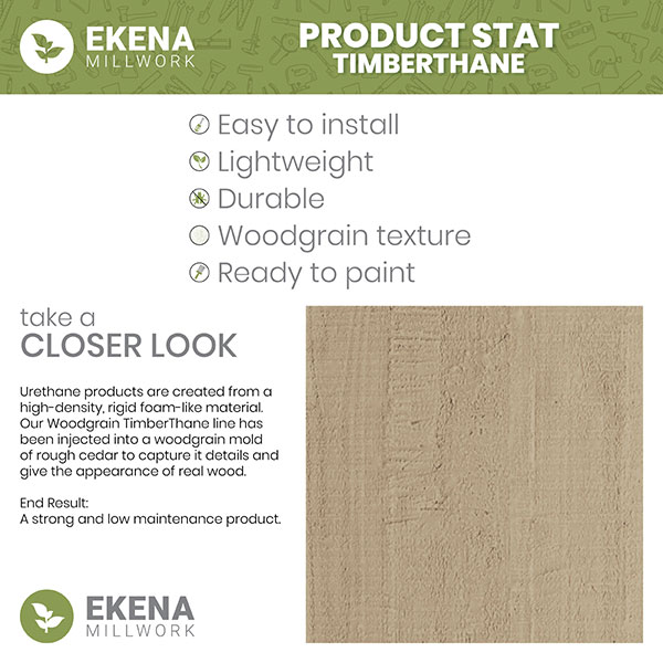 Ekena Millwork - CORURRIDS0102 - Series 1 Classic Ridgewood Rough Cedar Woodgrain TimberThane Corbel, Primed Tan