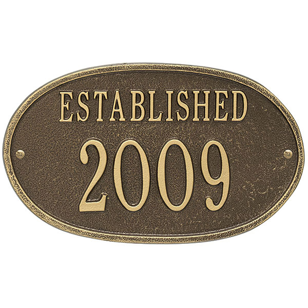 Whitehall Products LLC - WH1031 - 12 1/2"W x 7 1/2"H "Established" Date Wall Plaque