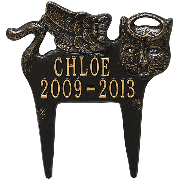 Whitehall Products LLC - WH1100 - 11 3/4"W x 12 1/2"H Angel-Cat Two Line Lawn Pet Memorial Marker