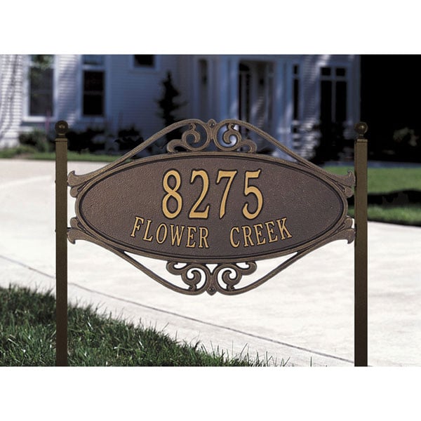Whitehall Products LLC - WH5523 - 17 1/2"W x 11"H x 1/2"D Hackley Fretwork Two Line Lawn Plaque